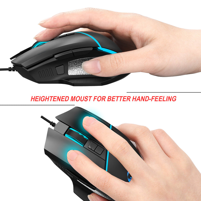 A876 wired mouse with colorful synchronized lighting, 6400dpi adjustable lighting, can turn off gaming mouse