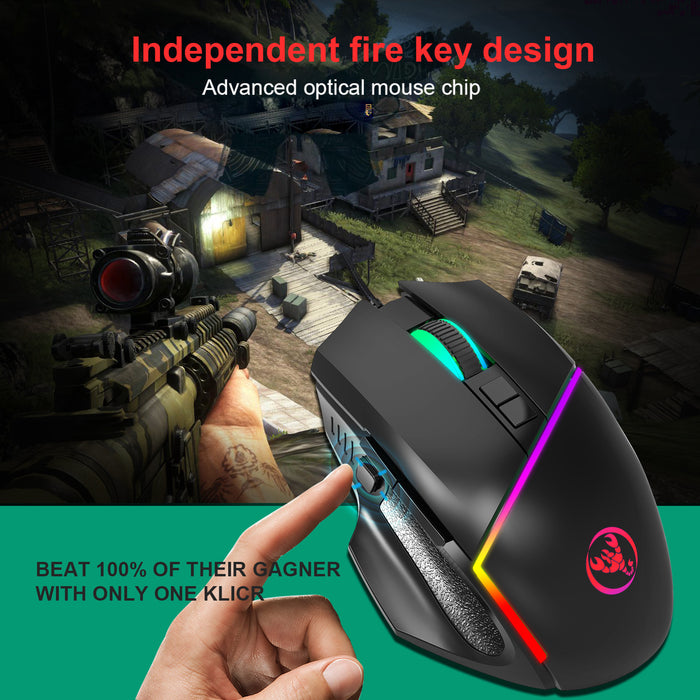 A876 wired mouse with colorful synchronized lighting, 6400dpi adjustable lighting, can turn off gaming mouse