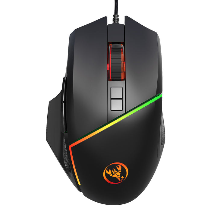 A876 wired mouse with colorful synchronized lighting, 6400dpi adjustable lighting, can turn off gaming mouse